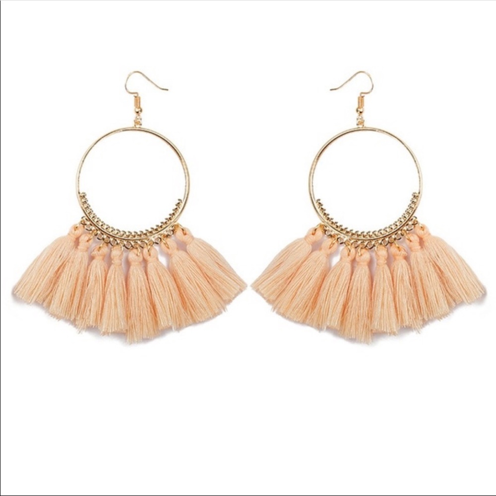 Mauve Boho tassel earrings